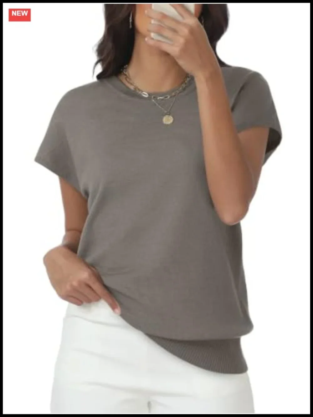 Short Sleeve Cap Sleeve Pullover Sweater Top Soft Lightweight Casual Summer
